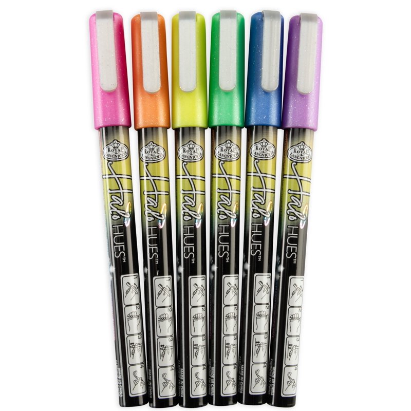 6-Piece Outline Marker Set - Vibrant Halo Hues for Art & Crafting