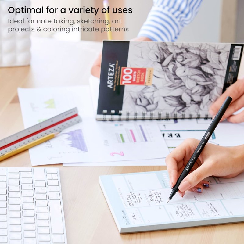 Arteza Inkonic Fineliner Pens 0.4mm Black, 12 Count — Variation of THIS listing