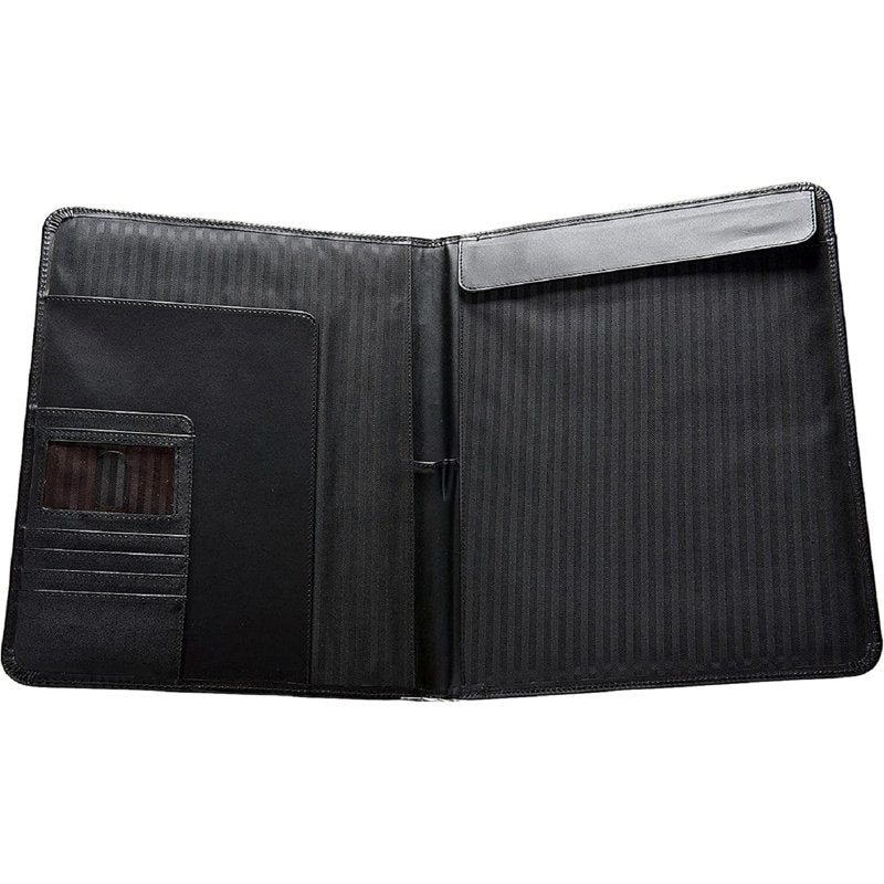 Leatherette Padfolio with Writing Pad and Organizer - Black