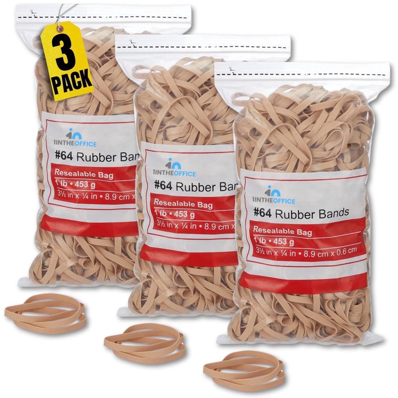 Heavy Duty Rubber Bands #64 - Thick Beige Office & Packing Supplies (3 Pack)
