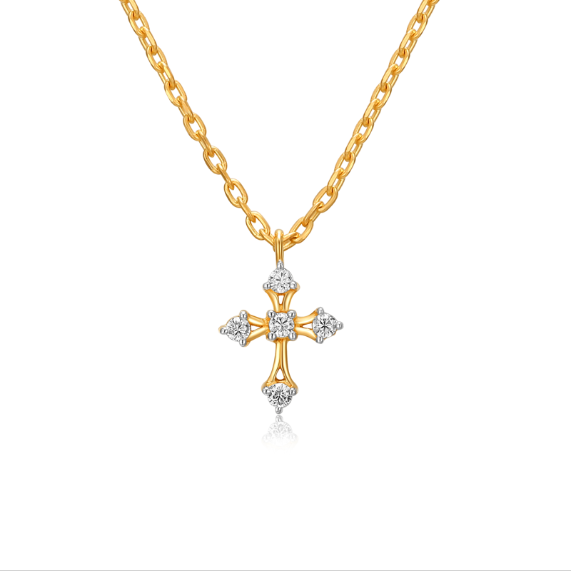Gold Cross Pendant Necklace - 18 Inch Chain with 2 Inch Extension
