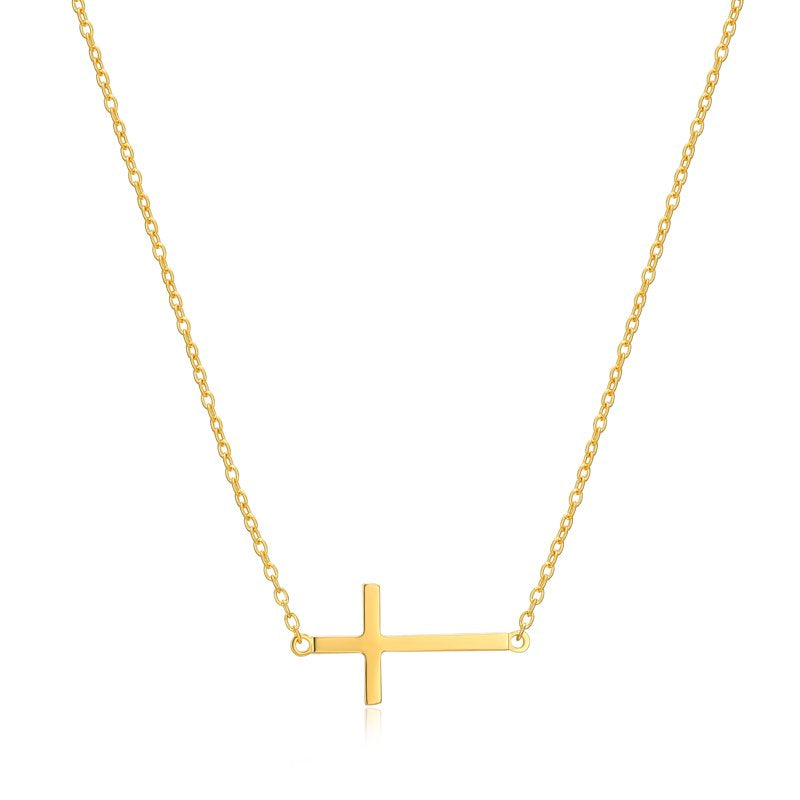 Gold Cross Pendant Necklace 16” Chain with 2” Extension - Dainty Jewelry
