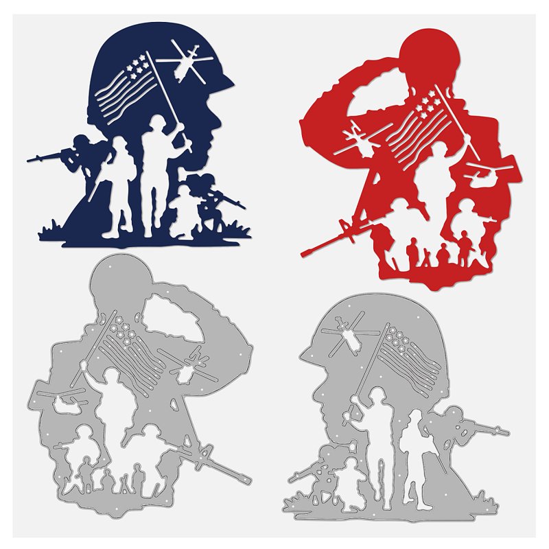 American Soldier Metal Die Cutting Stencil for Scrapbooking DIY Crafts - 2PCS