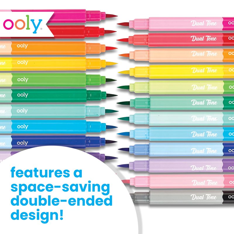 Dual Tone Double-Ended Brush Marker Set – 12 Markers, 24 Vibrant Colors for Art & Calligraphy