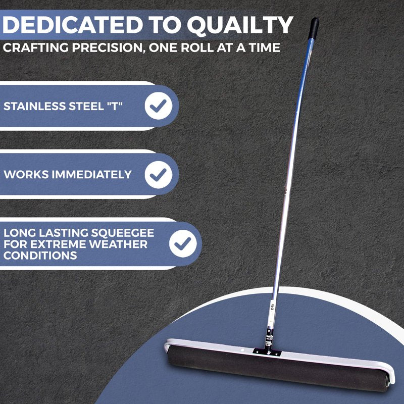 Heavy Duty Court Water Roller - Durable Synthetic Rubber, Steel Frame & Stainless Steel T-Bar