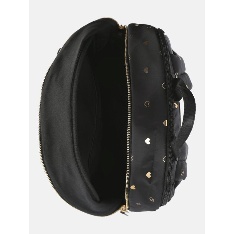 Women's Metallic Dome Backpack with Chain & Multiple Pockets