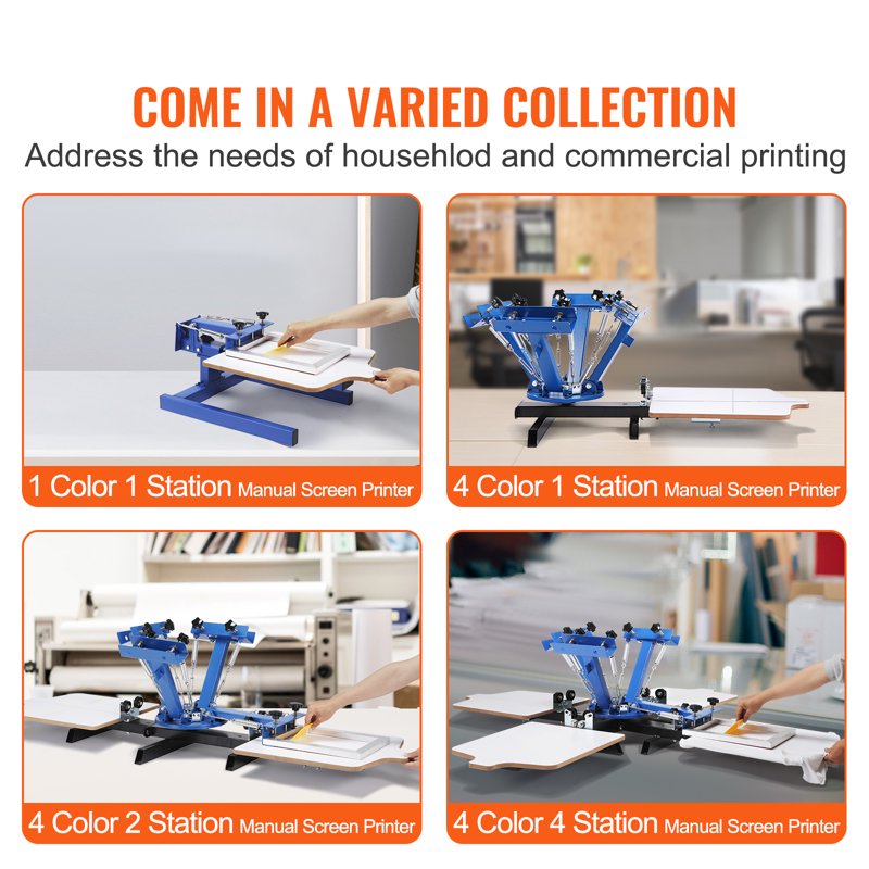 4 Color 4 Station Screen Printing Machine for T-Shirts - Rotatable Silk Screen Press