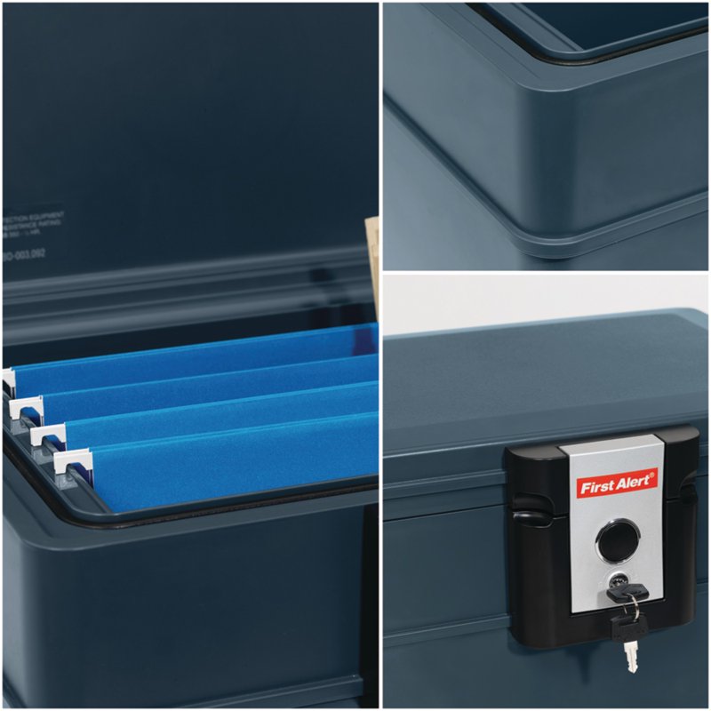 Water and Fireproof File Chest with Key Lock, 0.62 Cu Ft Safe for Documents and Electronics