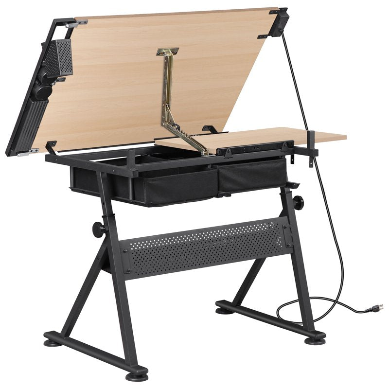 Adjustable Drafting Table Art Desk with Steel and Wood Construction - Multiple Colors