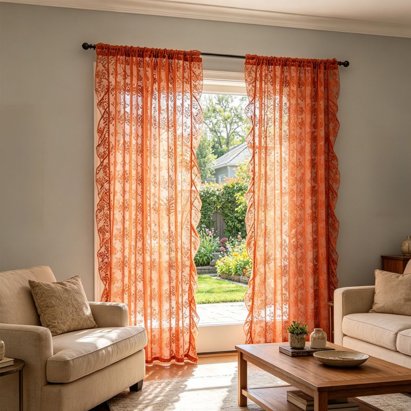Semi-Sheer French-Style Lace Curtains for Living Room & Bedroom - Light & Privacy