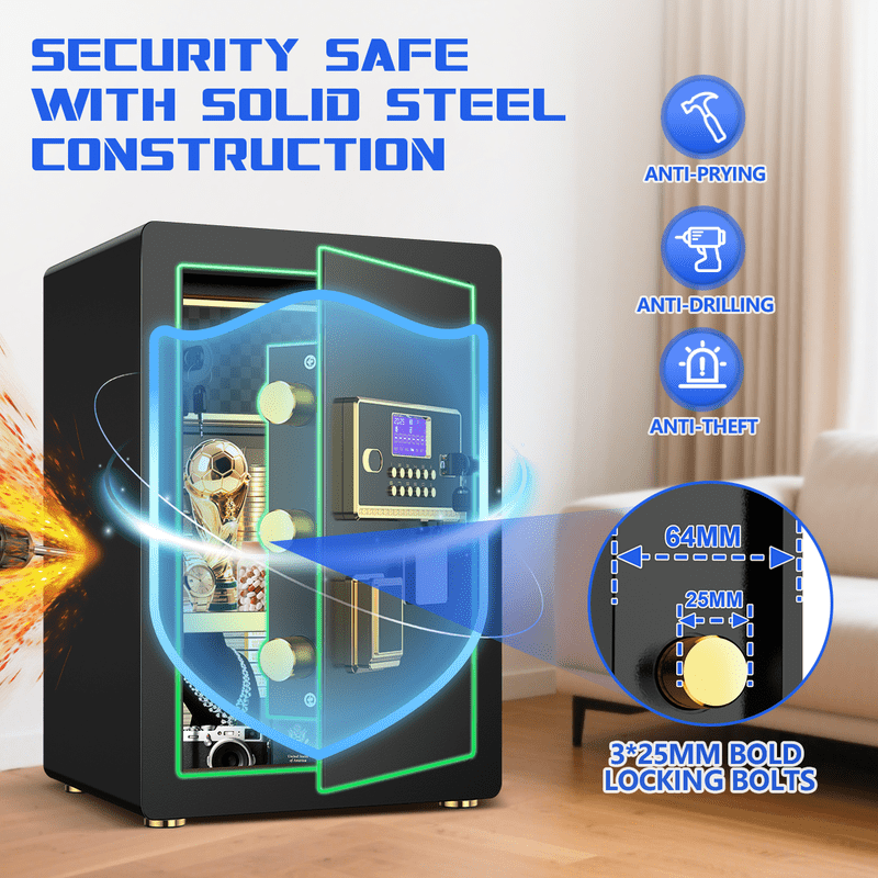 Digital Security Safe Box 5 Cu Ft Fireproof Waterproof Safe with Adjustable Shelves