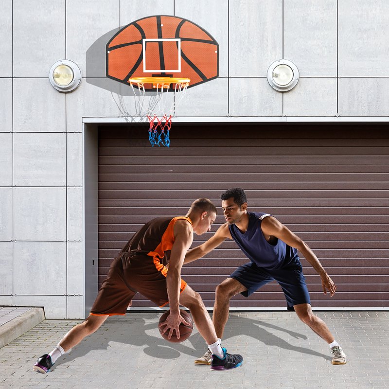 26-Inch Wall Mounted Basketball Hoop Set with Shatterproof Backboard Indoor Toy Gift