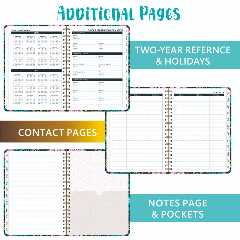 2026-2027 Daily Planner Weekly & Monthly Organizer Hardcover with Tabs Notes