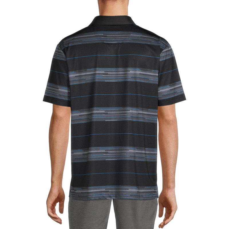 Ben Hogan Stripe Polo Shirt for Men – Moisture-Wicking, Sun Protection, Black S, Sizes S-5XL