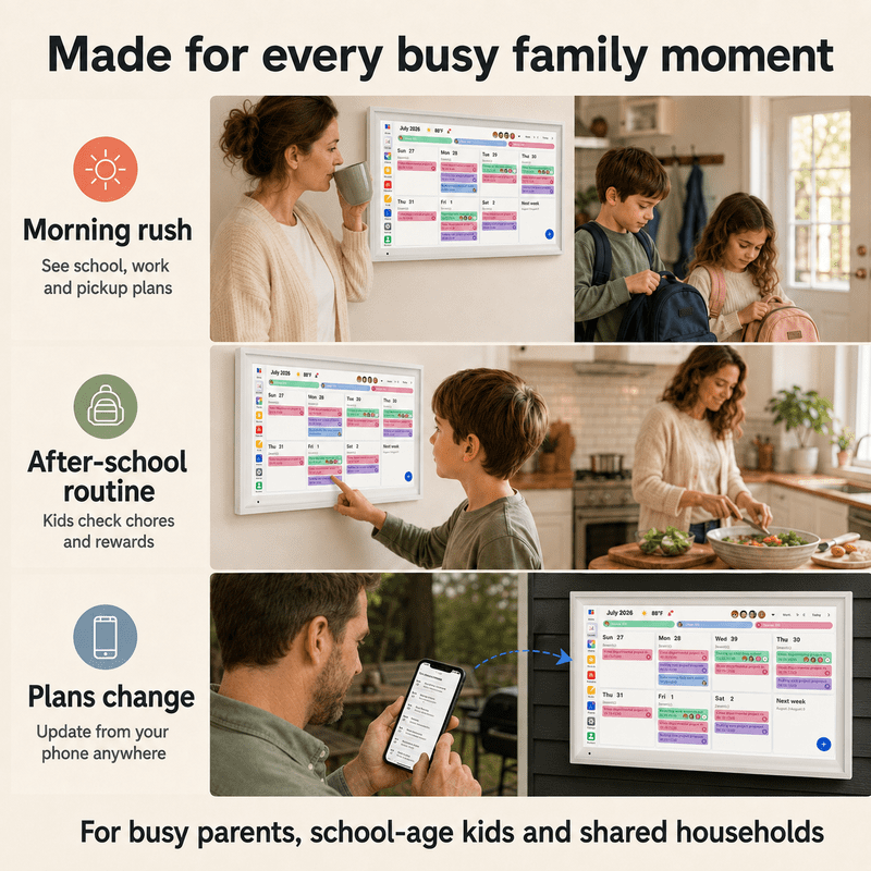 15.6-Inch Digital Calendar Wall Planner & Interactive Chore Chart with Photo Frame