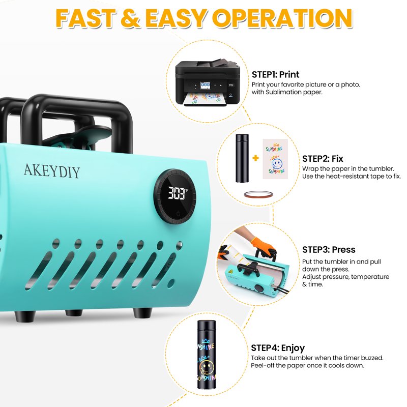 30oz Mug Heat Press Machine for Sublimation & Tumblers - Portable DIY Cup Transfer