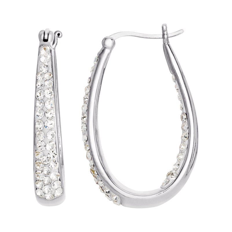 Sterling Silver Crystal Hoop Earrings for Women - Hypoallergenic Jewelry