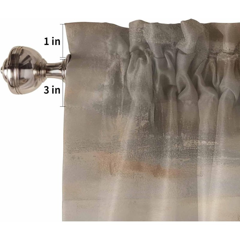 Ombre Window Short Curtains - Modern Abstract Oil Painting Design, 2 Panels