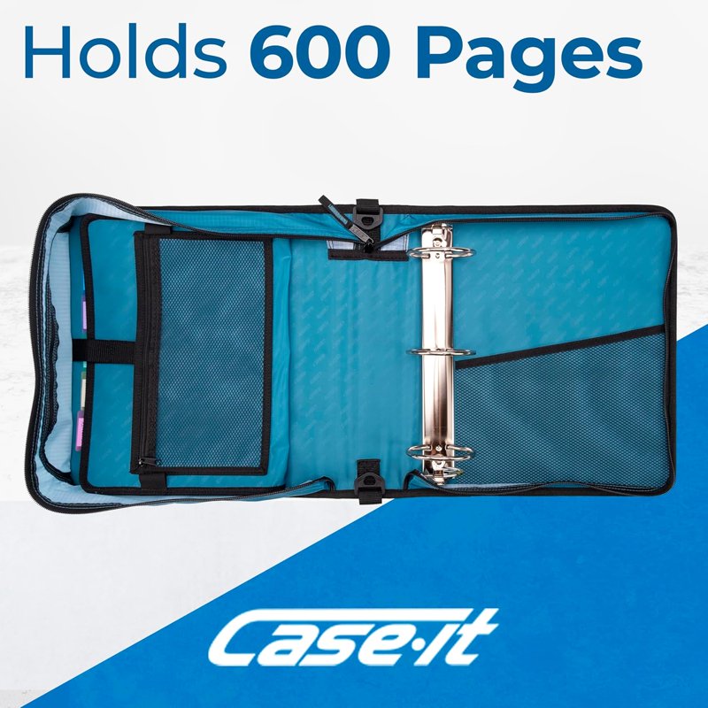 3-Inch Zipper Binder with 5-Tab Expanding File and Shoulder Strap