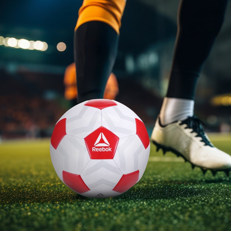 Reebok Size 5 Soccer Ball with Inflatable Pump - Durable Outdoor Play