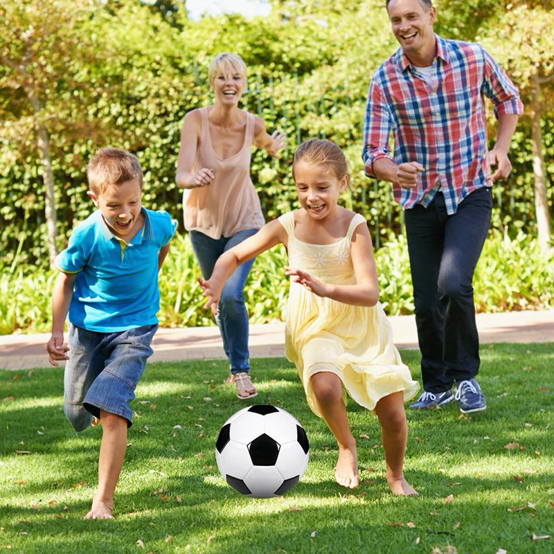 Size 5 Soccer Ball with Pump and Needle - Black and White PU Leather for Training and Games