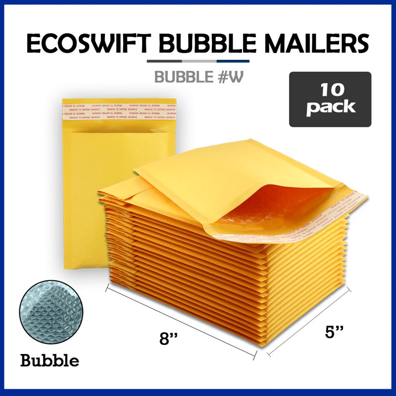 Self-Sealing Kraft Bubble Shipping Mailer Bag - Gold 5x7 Inch, 10 Pack