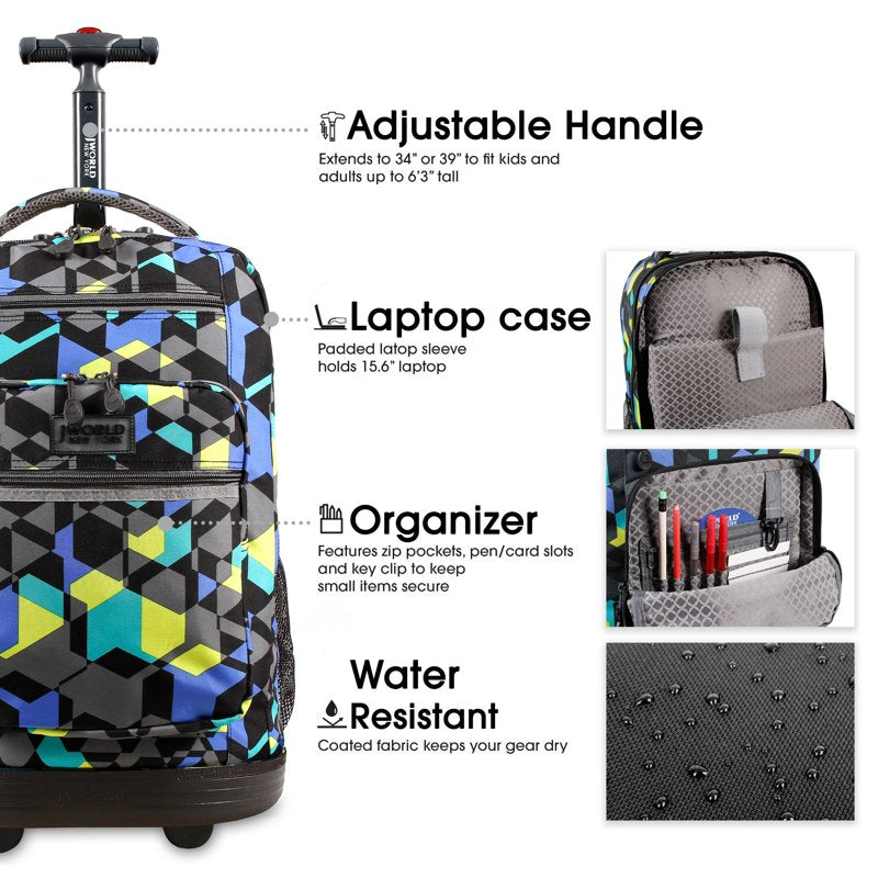 20 Inch Rolling Laptop Backpack with Wheel & Storage for School & Travel