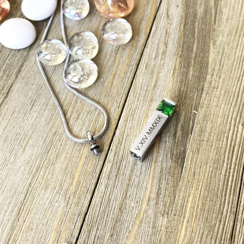 Personalized Memorial Necklace for Ashes - Cremation Jewelry with Custom Engraving