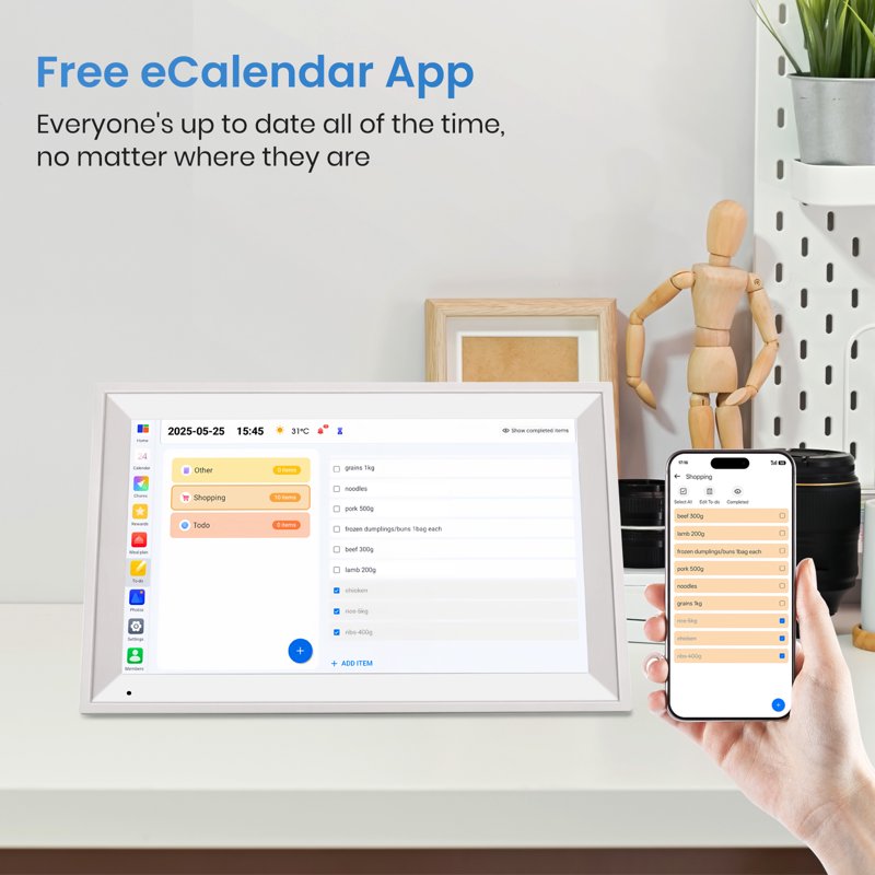 15.6 Inch Touchscreen Digital Wall Calendar & Chore Chart for Family Organization