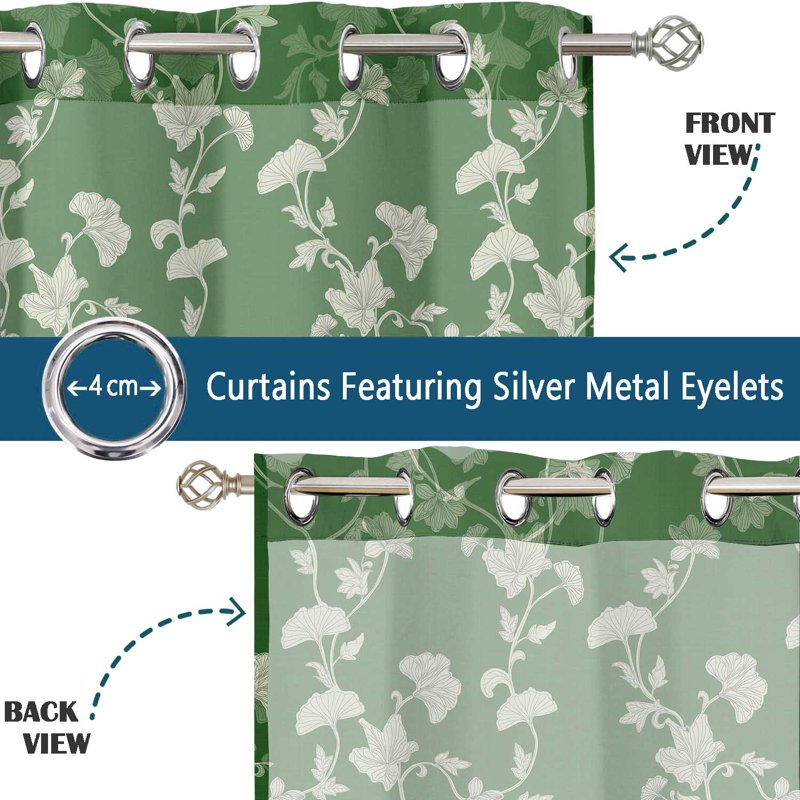 Sheer Floral Vine Window Curtains Set of 2 Light Filtering Georgette Panels