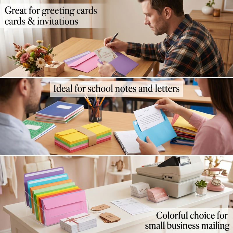 Colorful Business Envelopes #10 Self-Seal Office Mailers 4.13x9.49 Inches 100 Pack