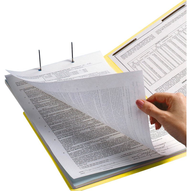 End Tab Fastener Folder - Yellow 2-Ply Letter Size, 50 Pack
