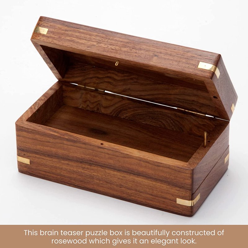 Wooden Puzzle Box with Secret Compartments - Money & Jewelry Holder
