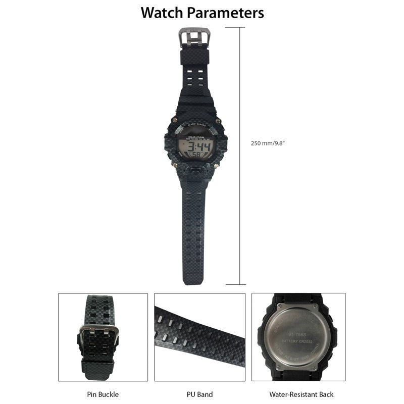 George Men's Solar Digital Wristwatch with Water Resistance and Backlight
