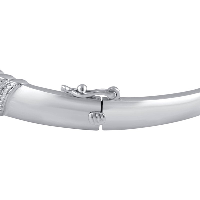 Diamond Accent Silver & Gold Fashion Bangle - Classic S Design Jewelry