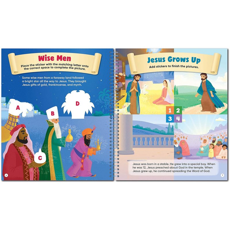 Sticker Activity Book for Kids Ages 3-6 - Stories of Jesus with 225+ Stickers