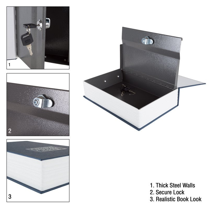 Portable Book Safe with Key - Hidden Mini Safe for Valuables