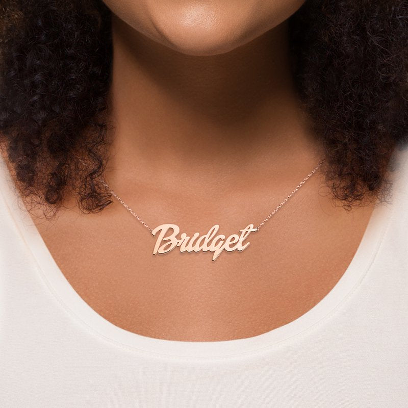 Personalized Women's Sterling Silver Name Necklace - Custom Script Pendant