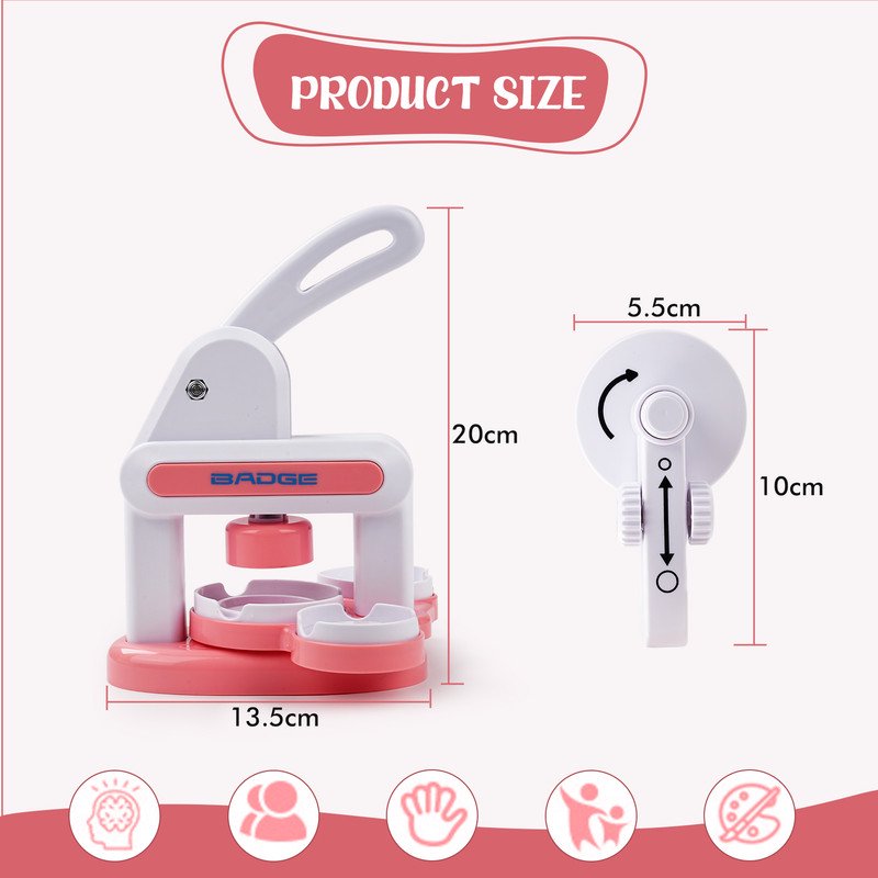 DIY Button Maker Machine Badge Press - No Assembly Required, Pink