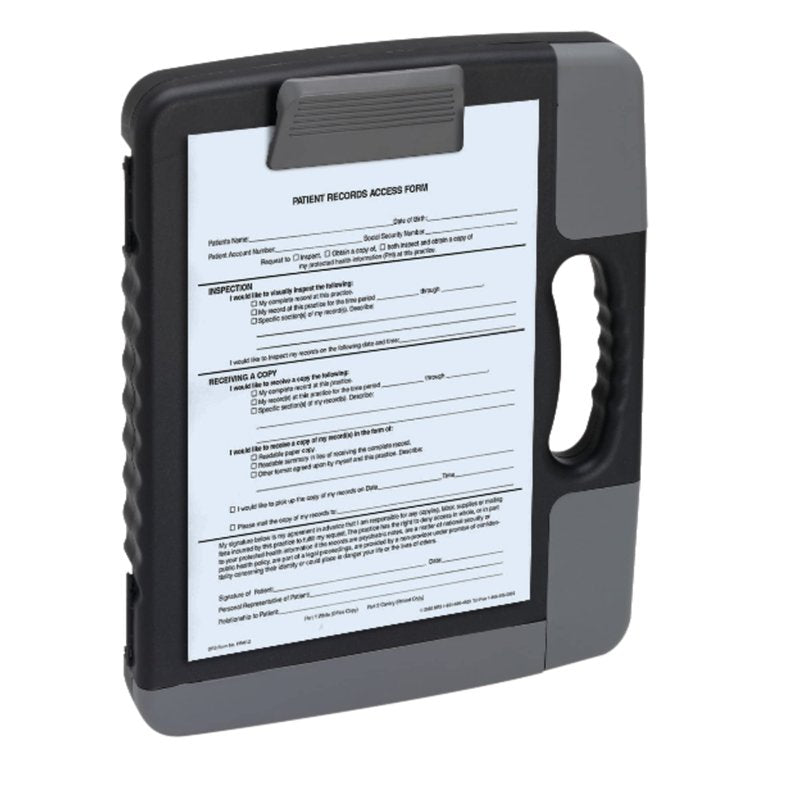Portable Clipboard Storage Case with Multiple Filing Compartments - Charcoal