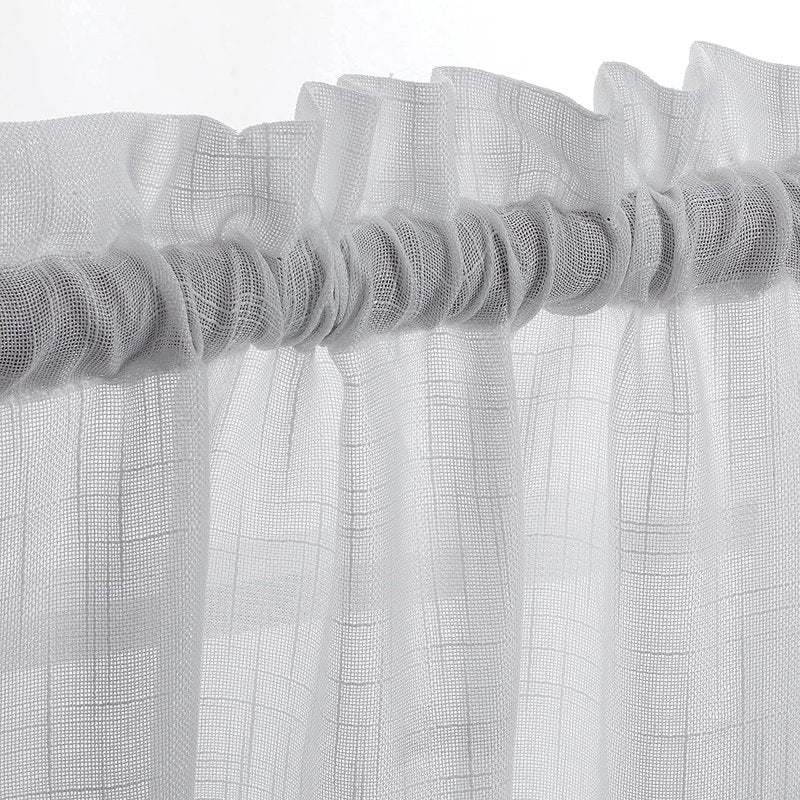 Linen Textured Semi Sheer Window Valance - Light Filtering 52x18 Inches