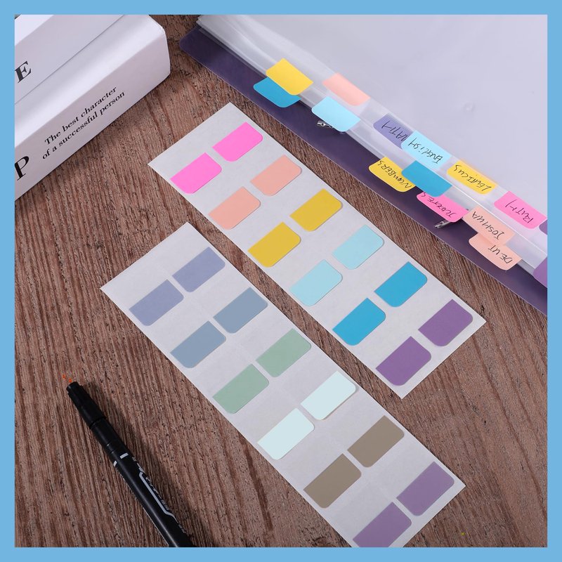 Colorful Repositionable Index Tabs Set - 480 Sticky Page Markers for Office & Filing