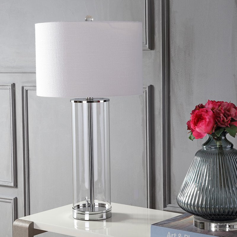 Glass LED Table Lamp - Modern 29 Inch Clear & Chrome Finish