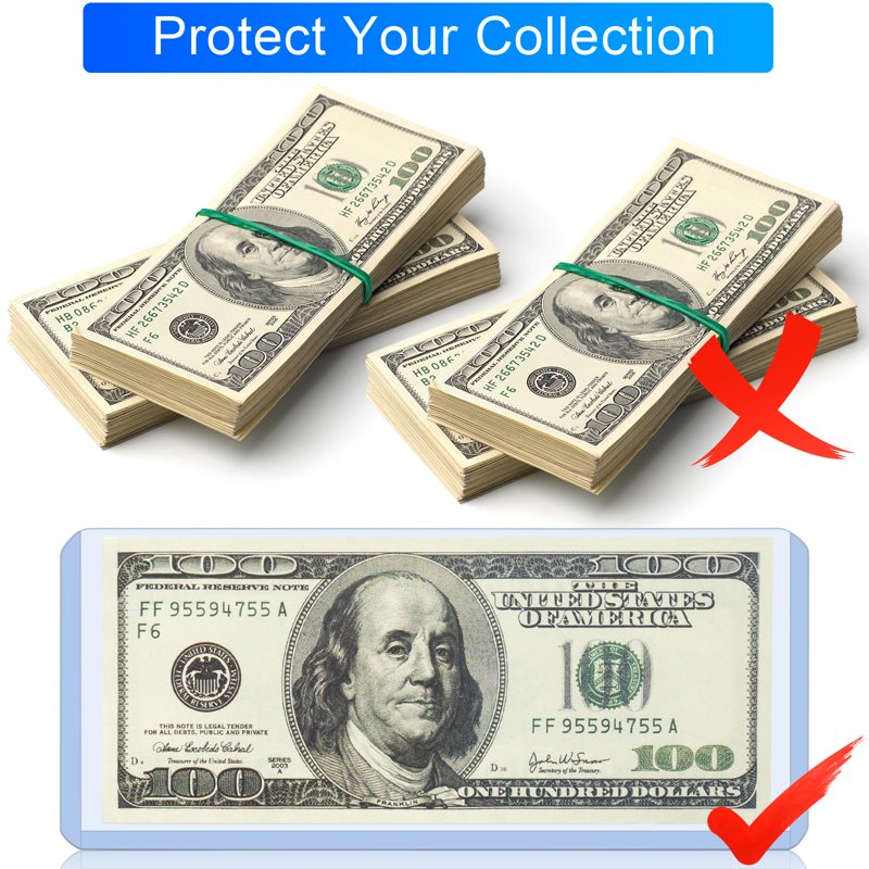 Dollar Bill Sleeves Set of 20 - Clear Waterproof Currency Protectors