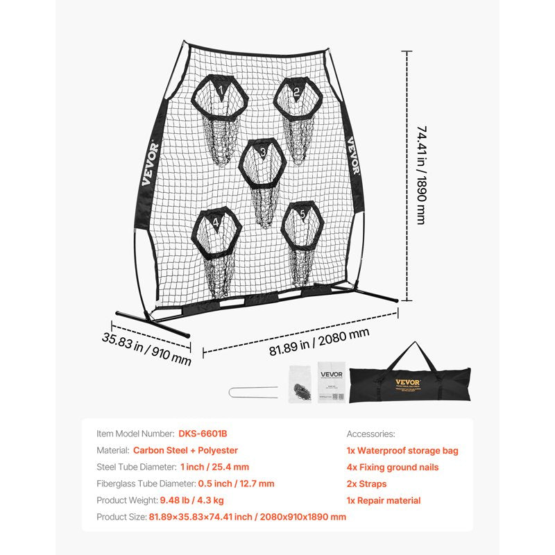 Football Training Net with Target Pockets - 6x6 ft Practice Throwing Net for QB Accuracy