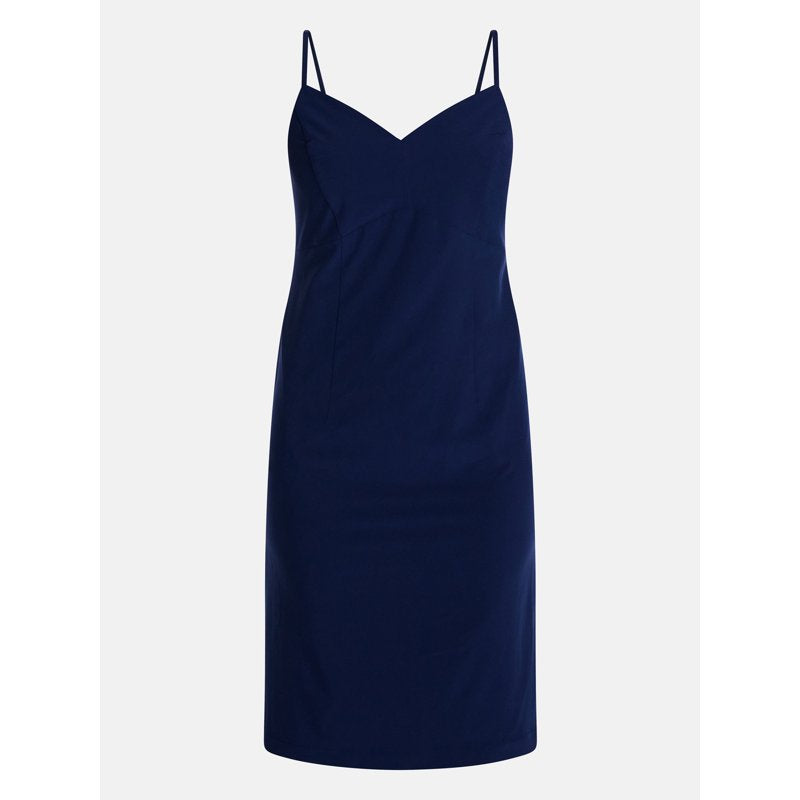 Feather Stretch Midi Dress for Women - Sporty-Cute Sleeveless Dress with Pockets