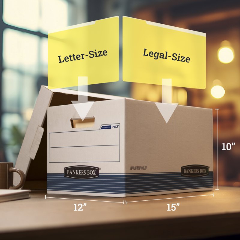 Medium-Duty File Storage Box - Letter & Legal Size, White 3 Pack