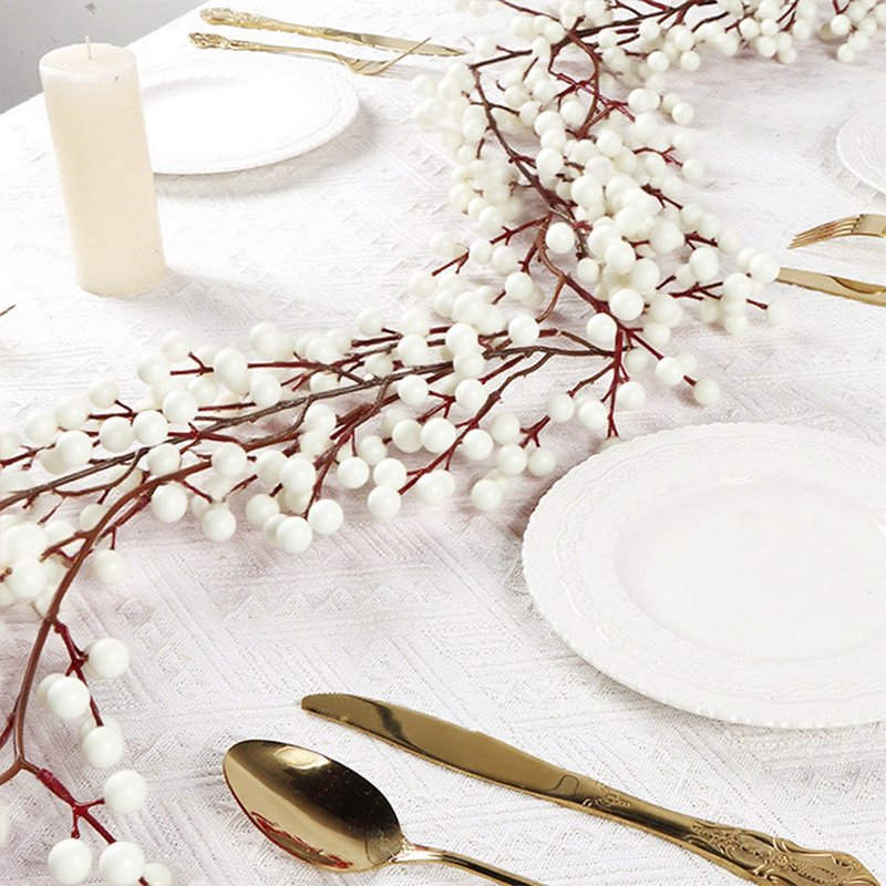 Artificial Christmas Berry Garland, White Winter Wreath Decor, 68 Inch Long Faux Plant for Holiday & Mantel