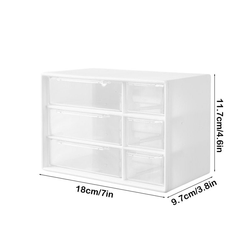 Stackable Desk Organizer with 6 Drawers, Clear Plastic Storage Box for Office Supplies
