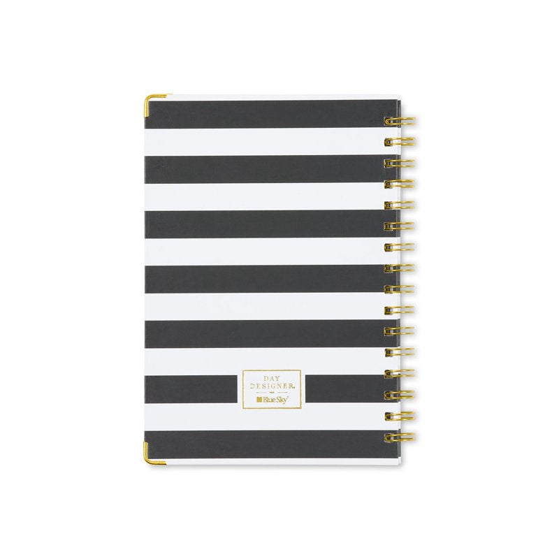 Hardcover Notebook 5.75x8.5 Day Designer for Blue Sky Black Stripe